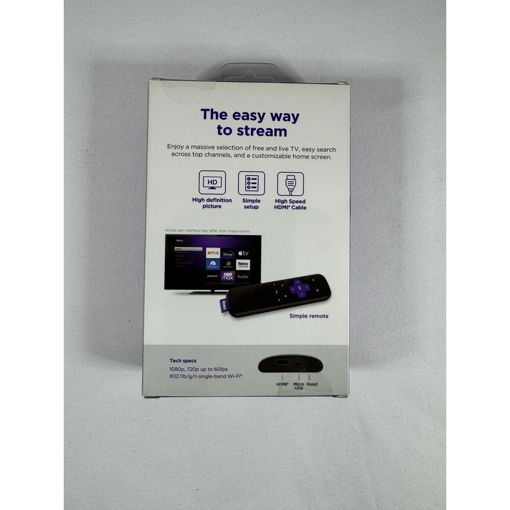 Roku Express HD Streaming Media Player HDMI Cable Remote 3930R SEALED New - Picture 3 of 6